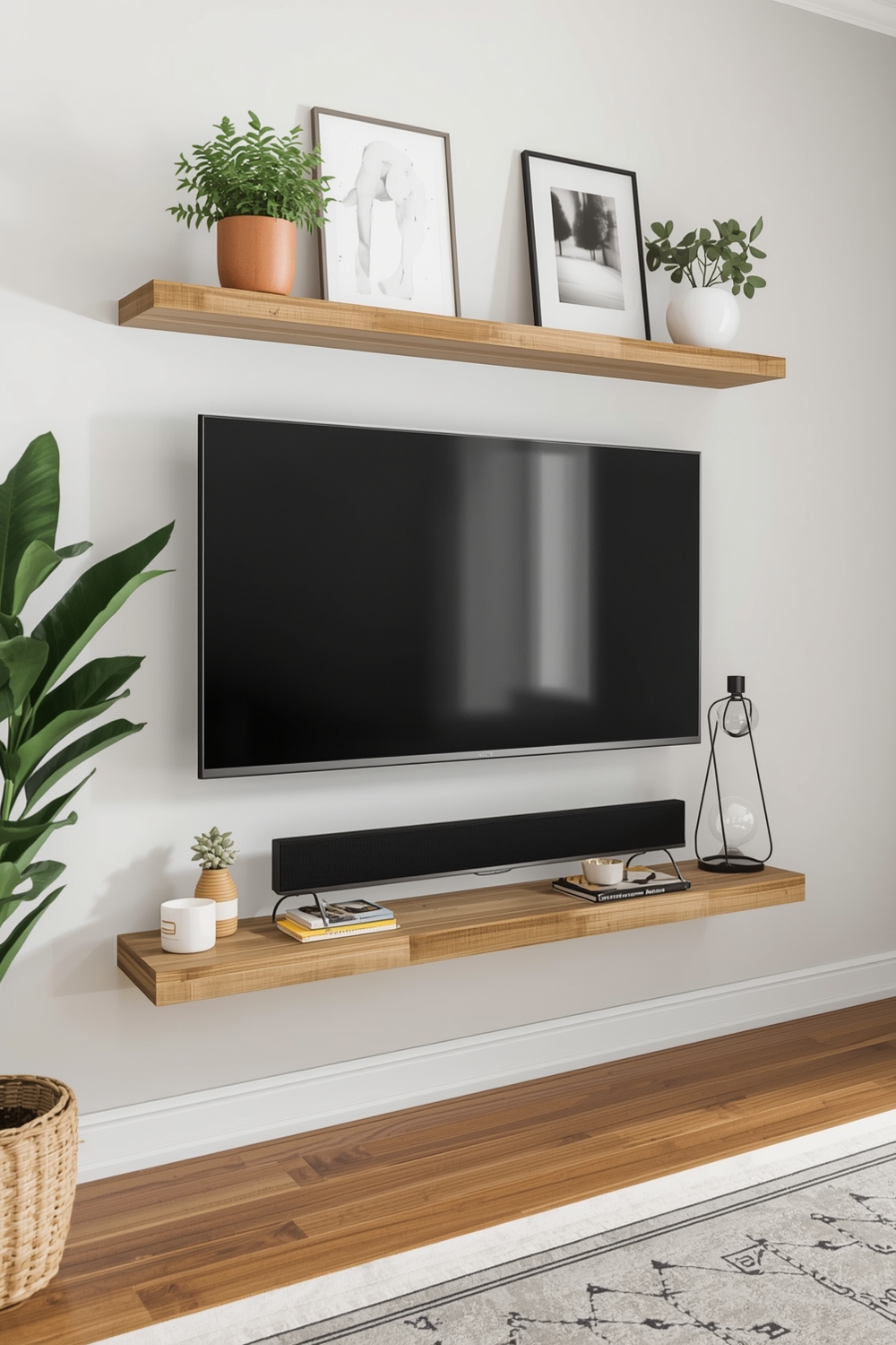 TV Wall Layouts with Floating Shelves