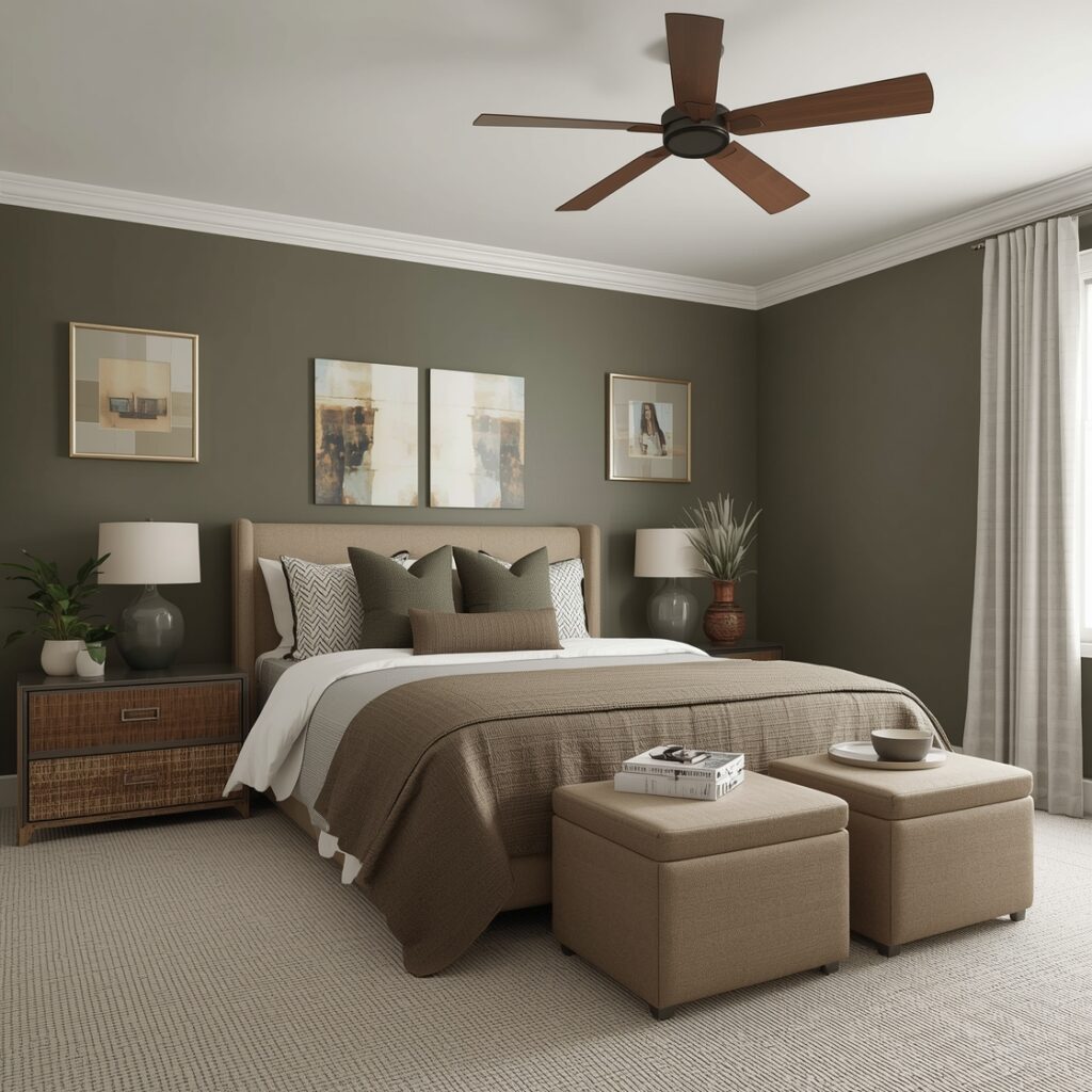 Olive green Bedroom