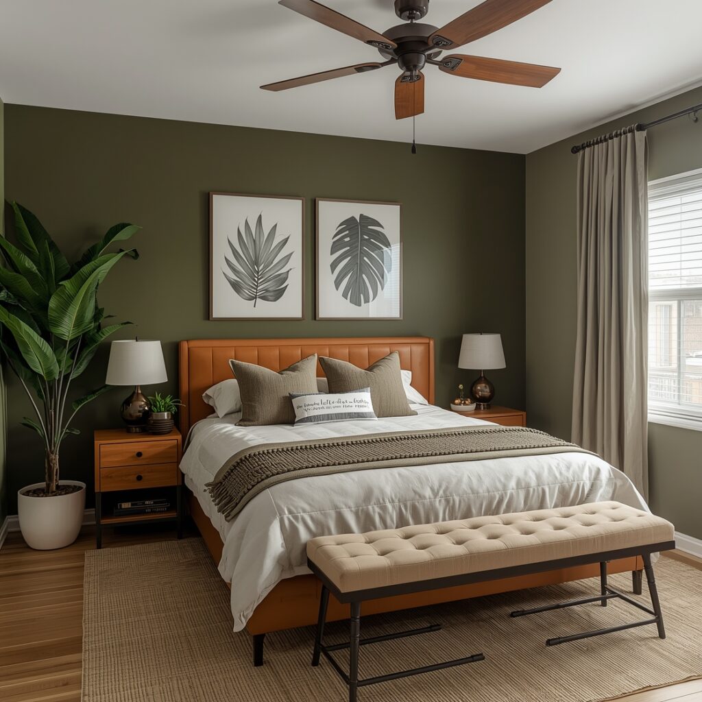 Olive green Bedroom