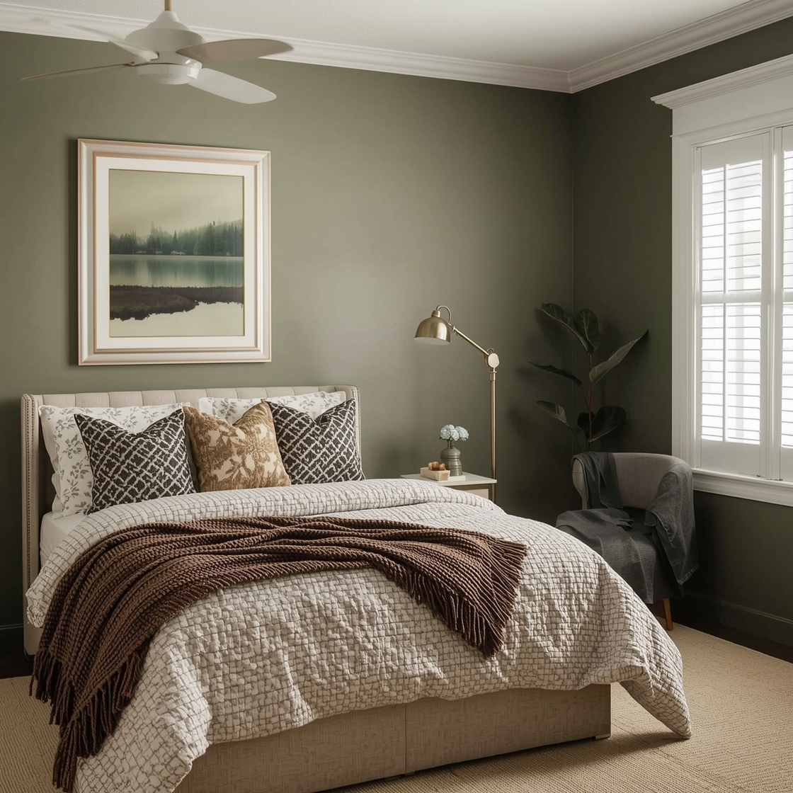 Olive green Bedroom