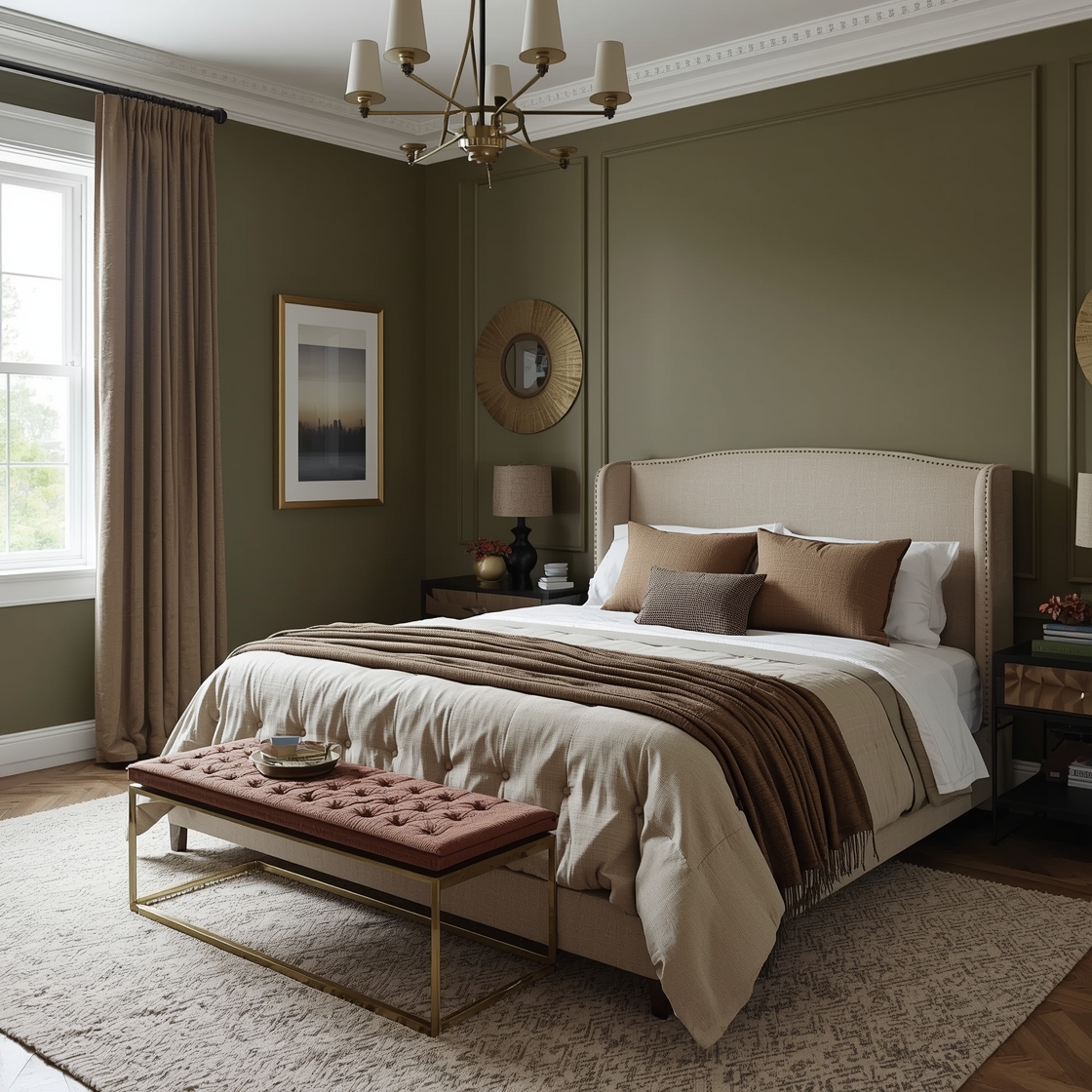 Olive green Bedroom