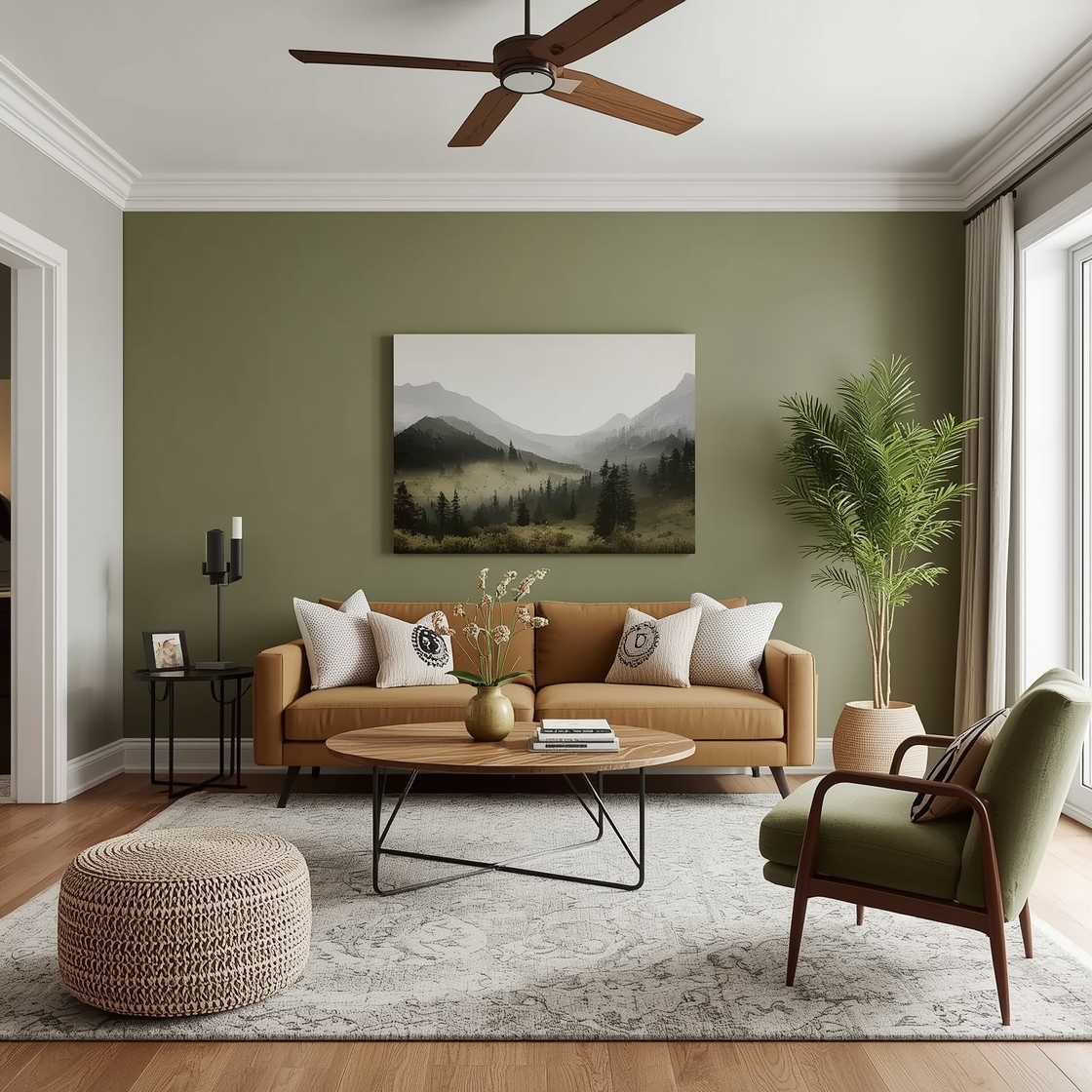 Olive green living room