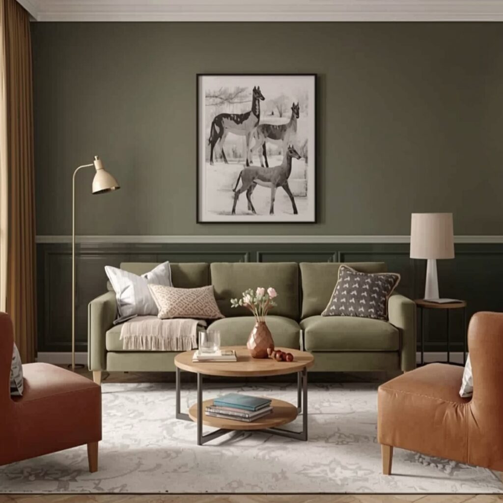 Olive green living room