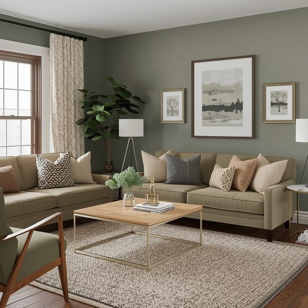 Olive green living room