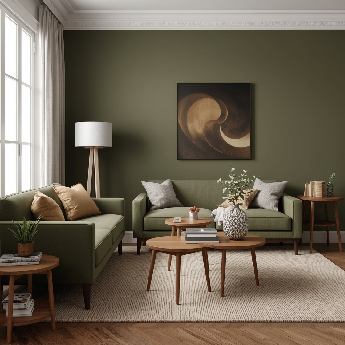 Olive green living room
