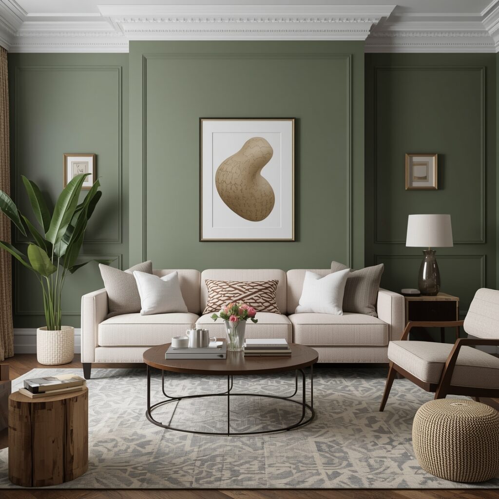 Sage green living room