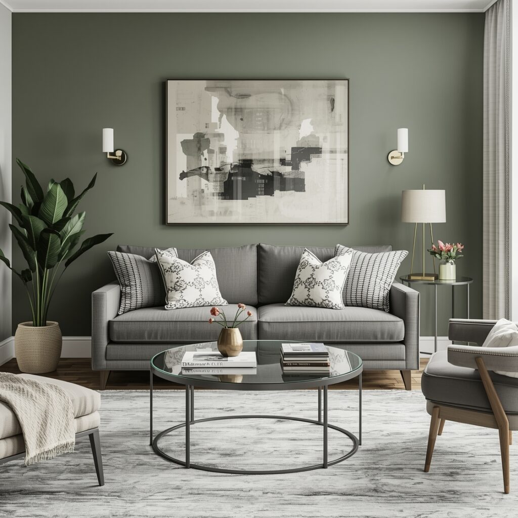 Sage green living room