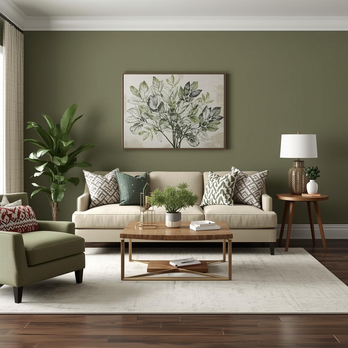 Sage green living room