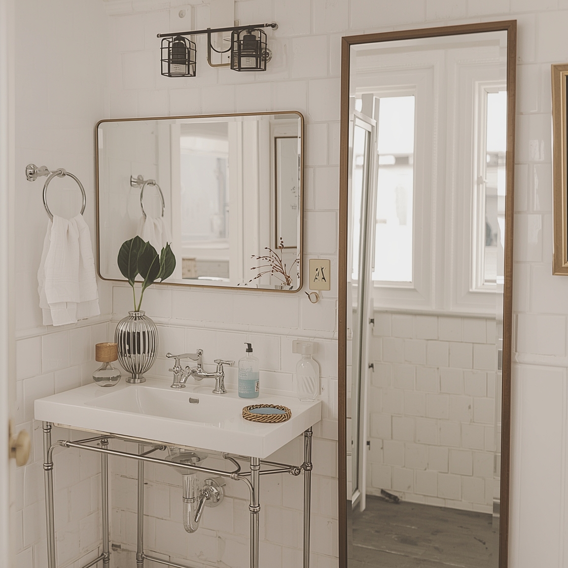 can a mirror make a small bathroom look bigger