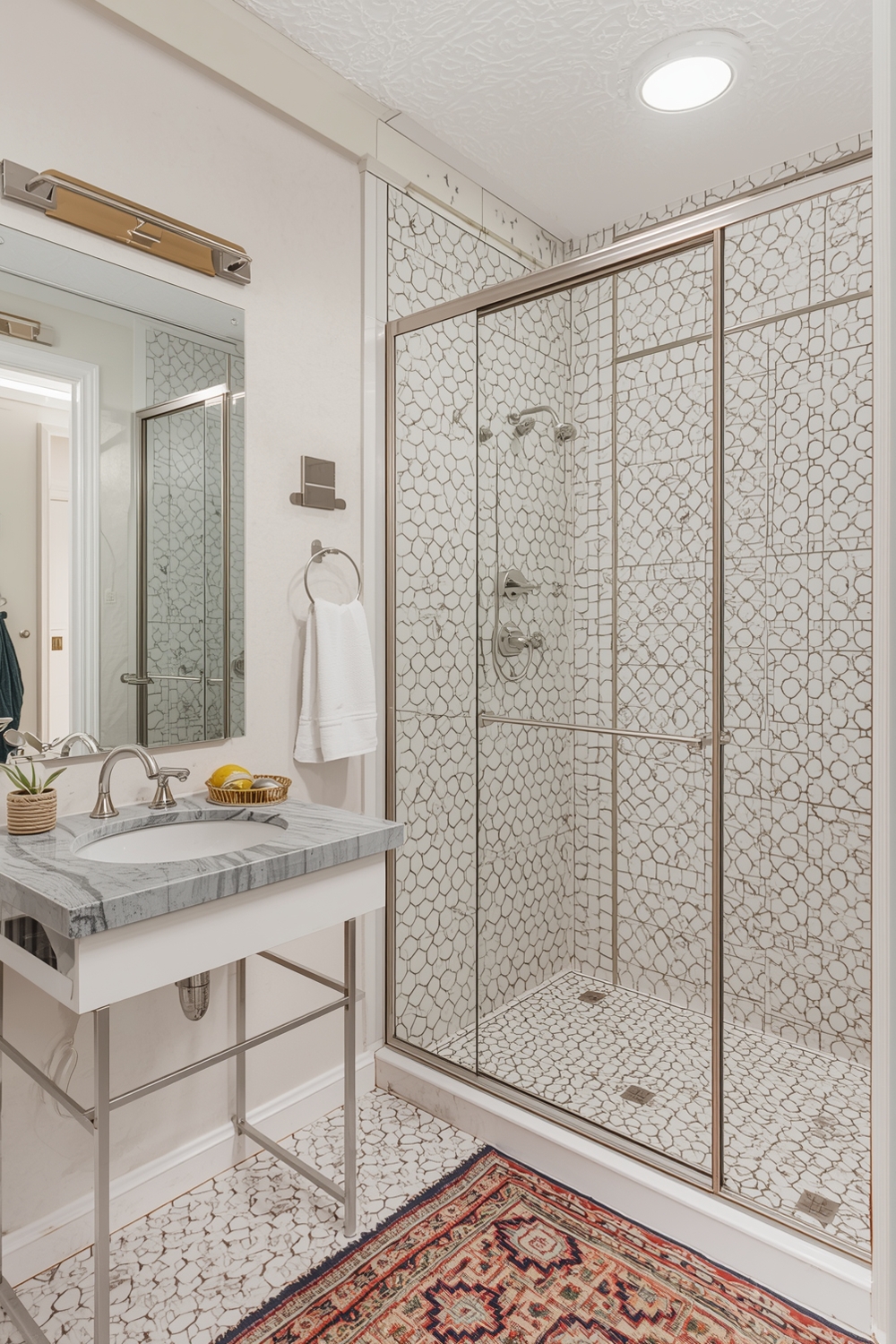 Mirror in a small bathroom creating an illusion of space